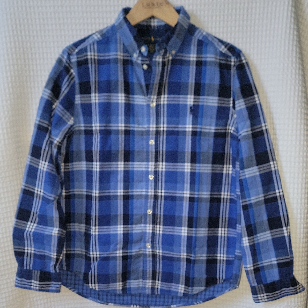 Ralph Lauren Kids Blue Long Sleeve Plaid Shirt